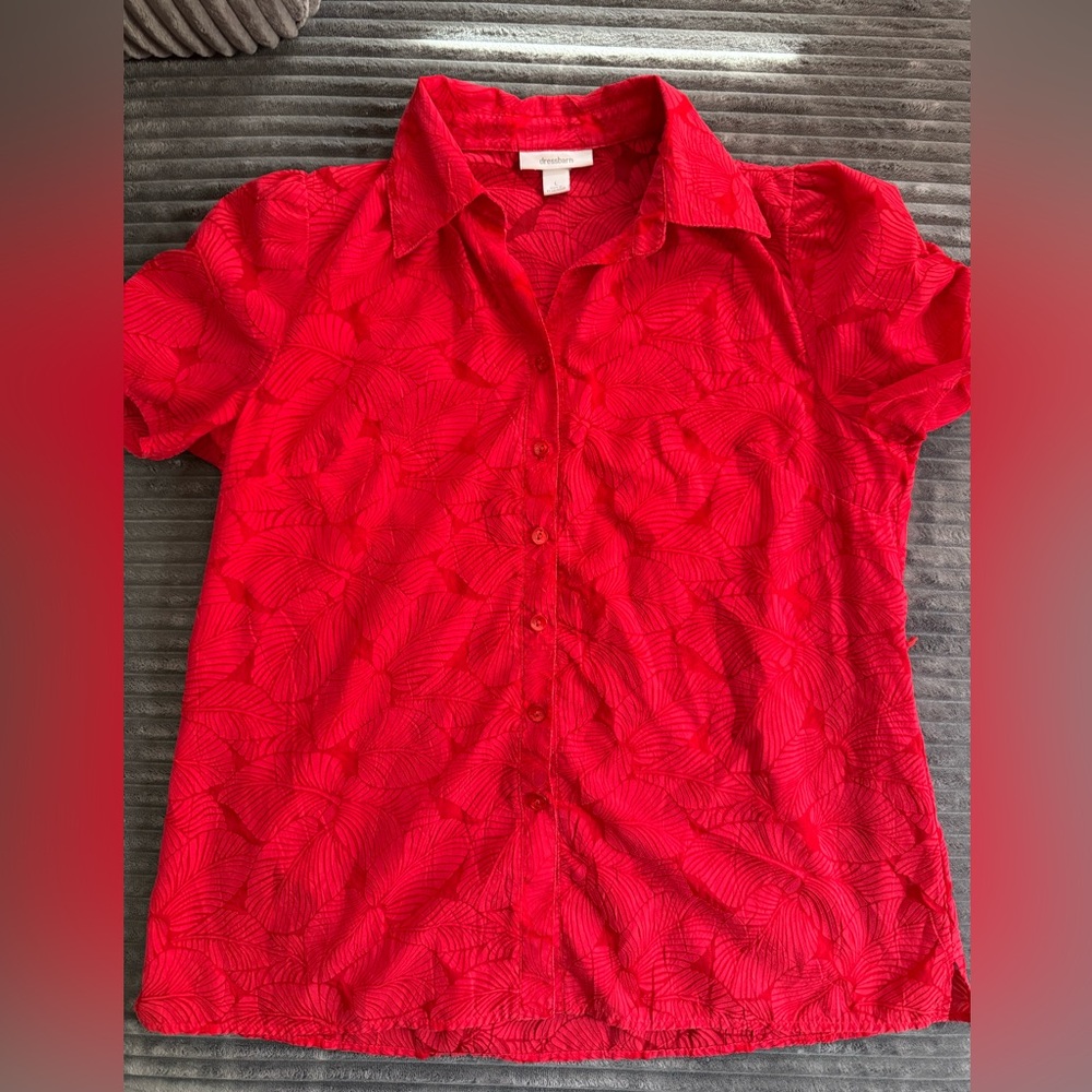 dressbarn Red Button-Up Blouse